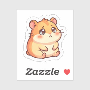 Süßer trauriger Kawaii-Hamster-Aufkleber Aufkleber