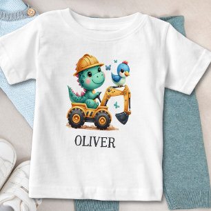 Süßer Trex-Dinosaur, der ein Baustellenfahrzeug fä Baby T-shirt