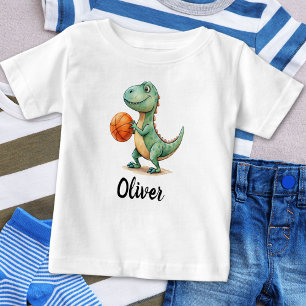 Süßer Trex spielt Basketball Personalisiert Baby T-shirt