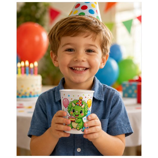 Süßer Triceratops Geburtstag Pappbecher