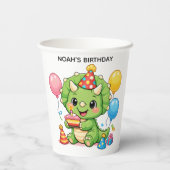 Süßer Triceratops Geburtstag Pappbecher (Rückseite)