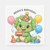 Süßer Triceratops Geburtstag Serviette (Vorderseite)