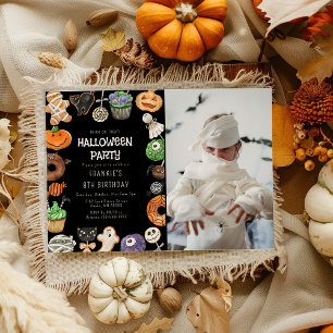Süßer Trick oder Treat Halloween-Foto Geburtstag Einladung