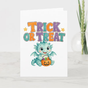 Süßer Trick-or-Treat-Baby-Drache Halloween Karte