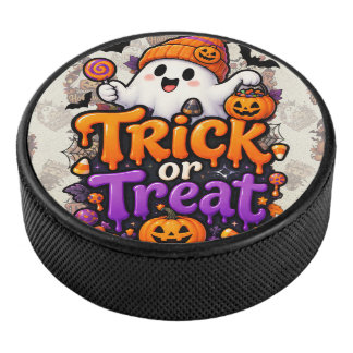 Süßer Trick-or-Treat-Geist-Halloween-Hockey-Puck Eishockey Puck