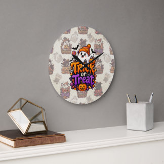Süßer Trick-or-Treat-Geist Halloween-Wanduhr Große Wanduhr