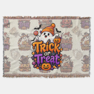 Süßer Trick-or-Treat-Geist Halloween-Webteppich Decke
