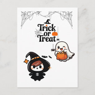 Süßer Trick-or-Treat-Halloween-Geist-Gruß-Postkart Postkarte