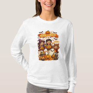 Süßer Trick-or-Treat-Halloween-Langarm-Shirt T-Shirt