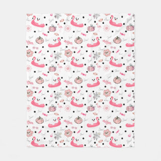 Süßer tropischer Halloween - Geister & Flamingo Fleecedecke