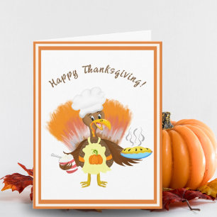 Süßer Truthahn mit Pie und Eiscreme Thanksgiving Karte