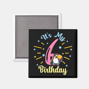 Süßer Tukan 6. Geburtstag 6 Jahre altes Geburtstag Magnet