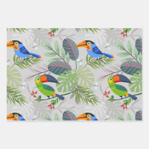 Süßer Tukán-Vogel, Everybirdy-Muster, Wasserfarben Geschenkpapier Set