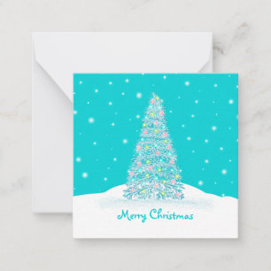 Süßer Türkis-Aqua-Weihnachtsbaum Mini Mitteilungskarte