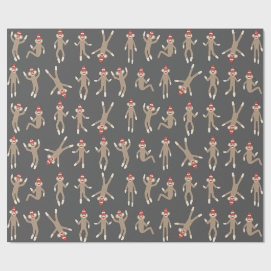 Süßer u. alberner Socken-Affe Geschenkpapier (Flach)