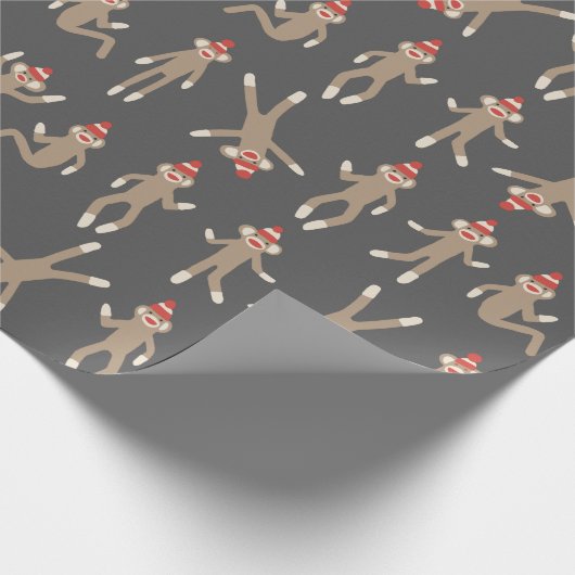 Süßer u. alberner Socken-Affe Geschenkpapier (Ecke)