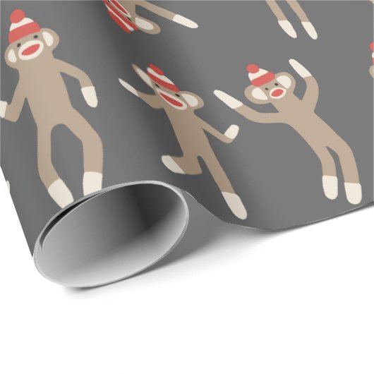 Süßer u. alberner Socken-Affe Geschenkpapier (Rolleneckpunkt)