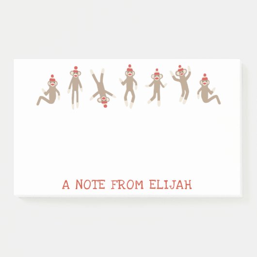 Süßer u. alberner Socken-Affe personalisiert Post-it Klebezettel (Vorderseite)