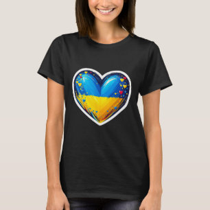 Süßer Ukrainischer Bynner Fan Ukraine-Flagge Herz T-Shirt