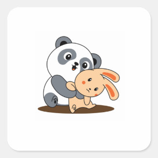 Süßer umarmender Panda und Hase Custom Sticker