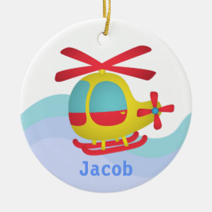 Süßer und bunter Hubschrauber für Kinder Keramikornament