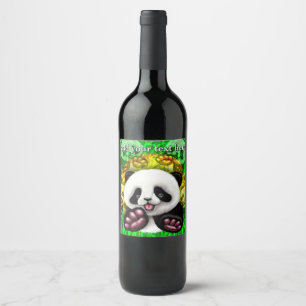 Süßer und glücklicher Panda-Babybär Weinetikett