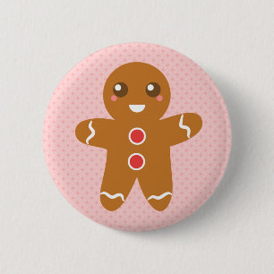 Süßer und glücklicher Weihnachtsmann aus Lebkuchen Button