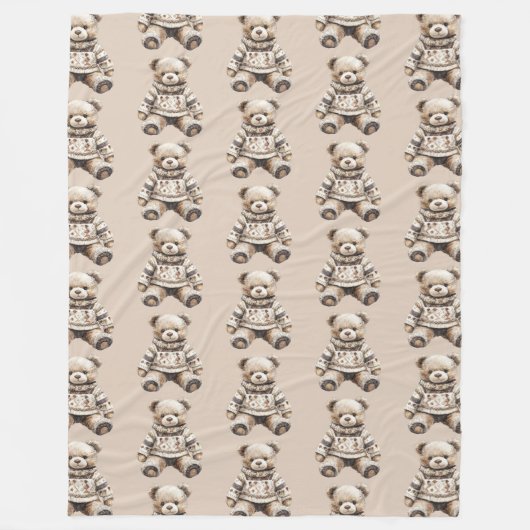 Süßer und Kuscheliger Teddybär Fleecedecke (Vorderseite)