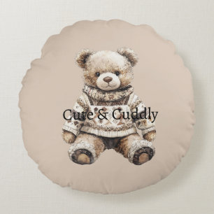 Süßer und Kuscheliger Teddybär Rundes Kissen