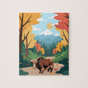 Süßer und niedlicher brauner Yak Puzzle