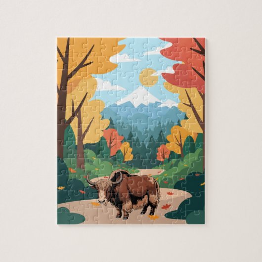 Süßer und niedlicher brauner Yak Puzzle (Vertikal)