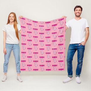 Süßer und wütender rosa Cartoon-T-Rex-Dinosaurier Fleecedecke