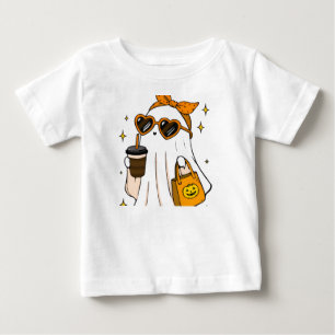 Süßer unheimlicher Saison-Geist mit Eiskaffee und Baby T-shirt