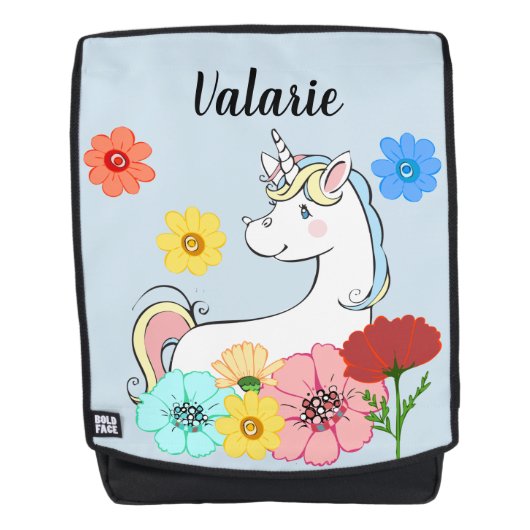 Süßer Unicorn-Name-Rucksack Rucksack (Vorderseite)