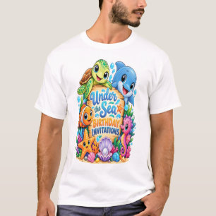 Süßer Unterwasser-Geburtstagsaufkleber T-Shirt
