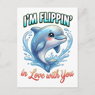 Süßer Valentins-Delfin – Ich bin total verliebt Postkarte