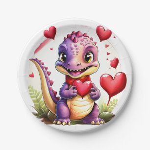 Süßer Valentins-Drache Liebenswerter Themen-Drache Pappteller