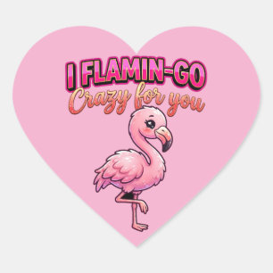 Süßer Valentins-Flamingo – Ich werd' Flamingo-verr Herz-Aufkleber