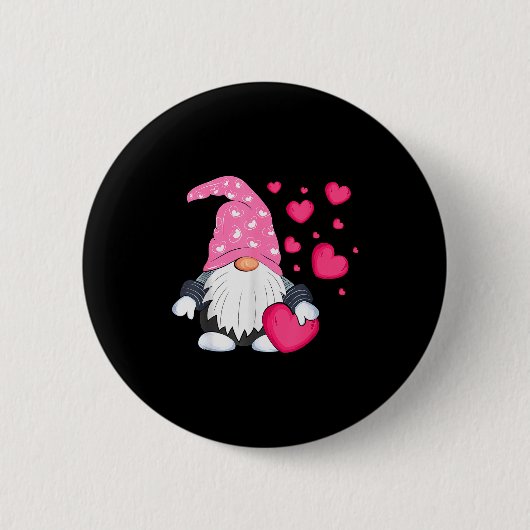 Süßer Valentins-Gnom mit Herzballon Frieden L Button (Vorderseite)
