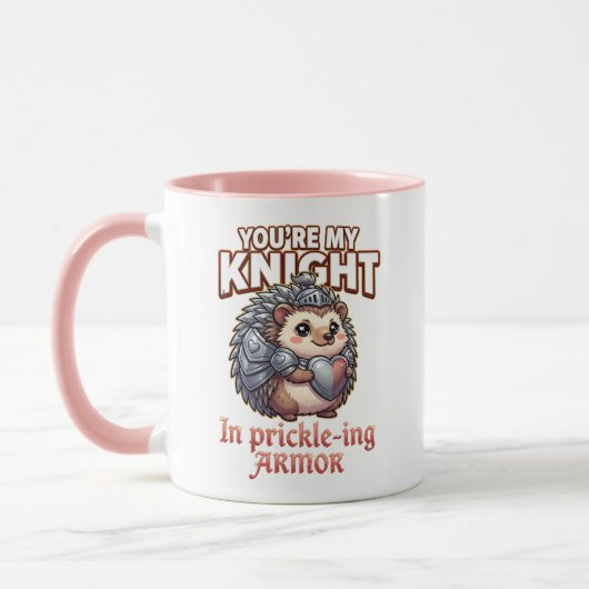 Süßer Valentins-Igel – Ritter in stacheliger Rüstu Tasse (Links)