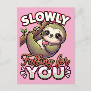 Süßer Valentins-Schlenther – Langsam für dich fall Postkarte