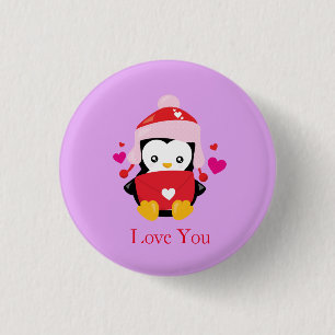 Süßer Valentinscartoon Pinguin Button