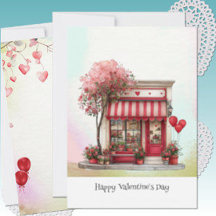 Süßer Valentinsladen Flat Feiertagskarte