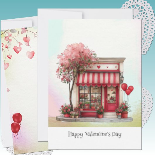 Süßer Valentinsladen Flat Feiertagskarte