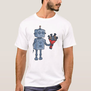 Süßer Valentinsroboter mit mechanischem Zahnradstr T-Shirt