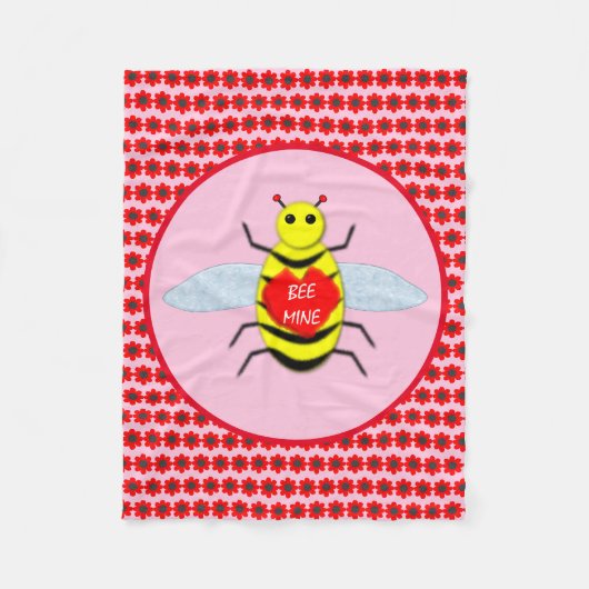 Süßer Valentinstag Biene Fleecedecke (Vorderseite)