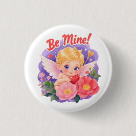 Süßer Valentinstag-Cupid mit "Sei Mein" Button