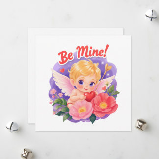 Süßer Valentinstag-Cupid mit "Sei Mein" Feiertagskarte