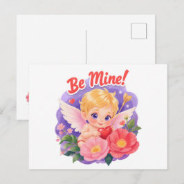 Süßer Valentinstag-Cupid mit "Sei Mein" Feiertagspostkarte