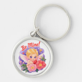 Süßer Valentinstag-Cupid mit "Sei Mein" Schlüsselanhänger